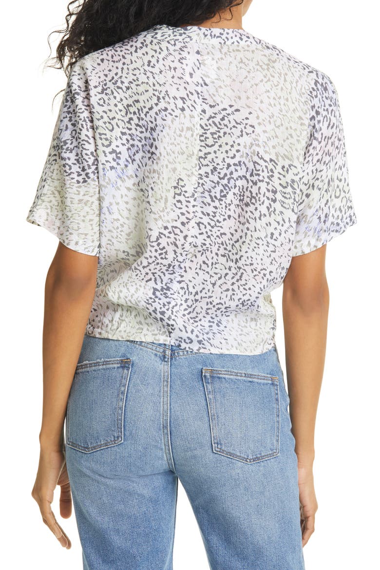 Thea Tie Front Top, Alternate, color, RAINBOW CHEETAH