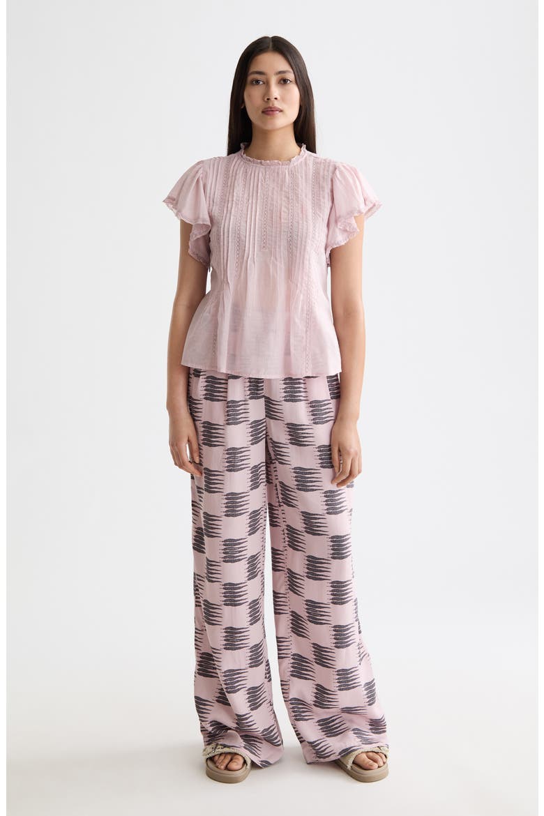 Pintuck Lace Flutter Sleeve Top, Alternate, color, BURNISHED LILAC