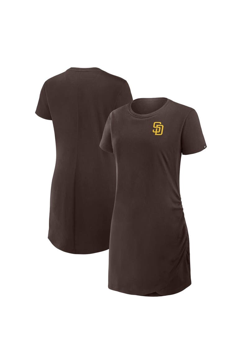 Women's Fanatics Brown San Diego Padres Ruched Drape T-Shirt Dress, Main, color, Brown