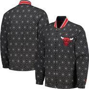 STARTER Men's Starter Black Chicago Bulls In-Field Play Fashion Satin Full-Zip Varsity Jacket