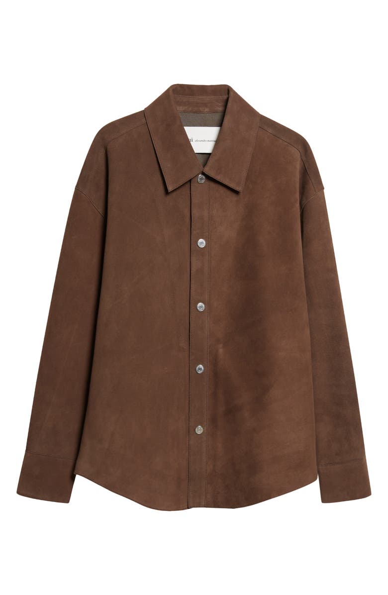 AMI PARIS Goatskin Suede Overshirt, Alternate, color,