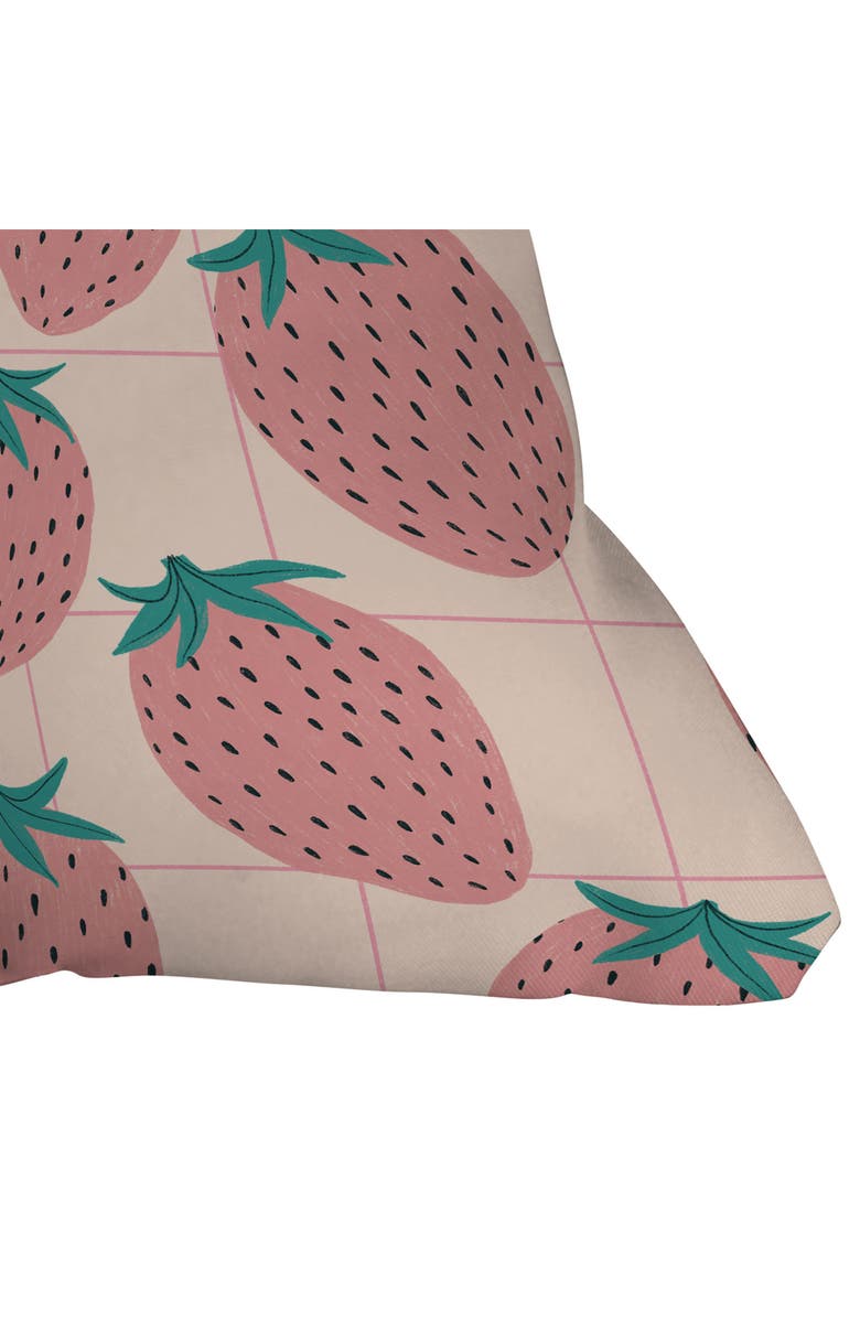 Deny Designs Pink Strawberry Print Throw Pillow, Alternate, color, Green/ Pink Multi