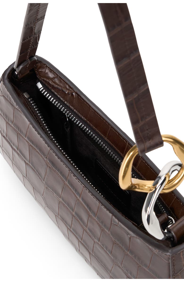 STAUD Ollie Leather Shoulder Bag, Alternate, color, Espresso Croco