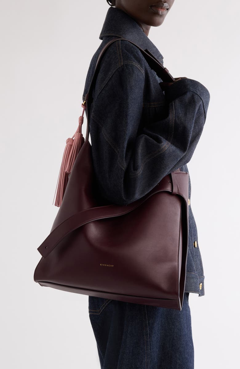 Givenchy Medium Day Leather Hobo Bag, Alternate, color, Burgundy