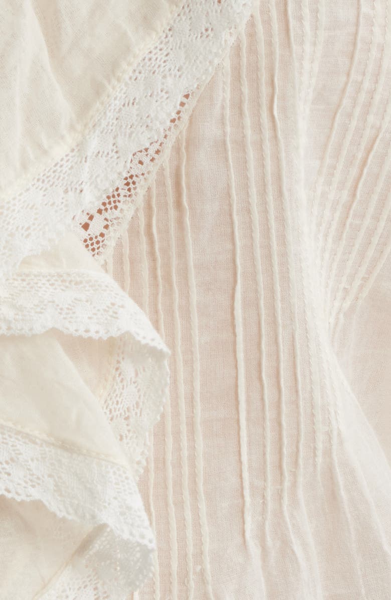 LoveShackFancy Sinora Lace & Ruffle Top, Alternate, color, Optic White