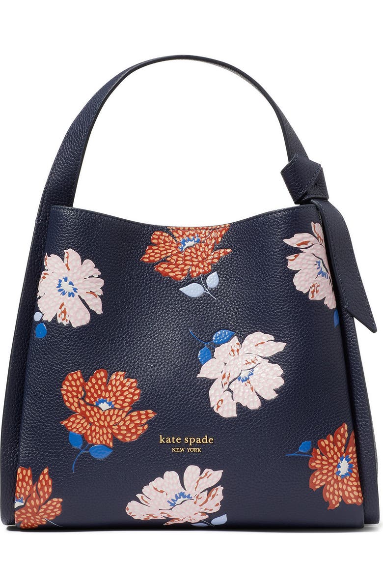 Kate Spade New York knott dotty floral embossed leather satchel, Main, color,