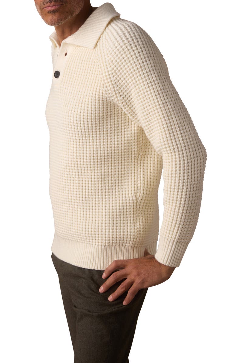 The Normal Brand Waffle Cotton Blend Polo Sweater, Alternate, color, Ivory