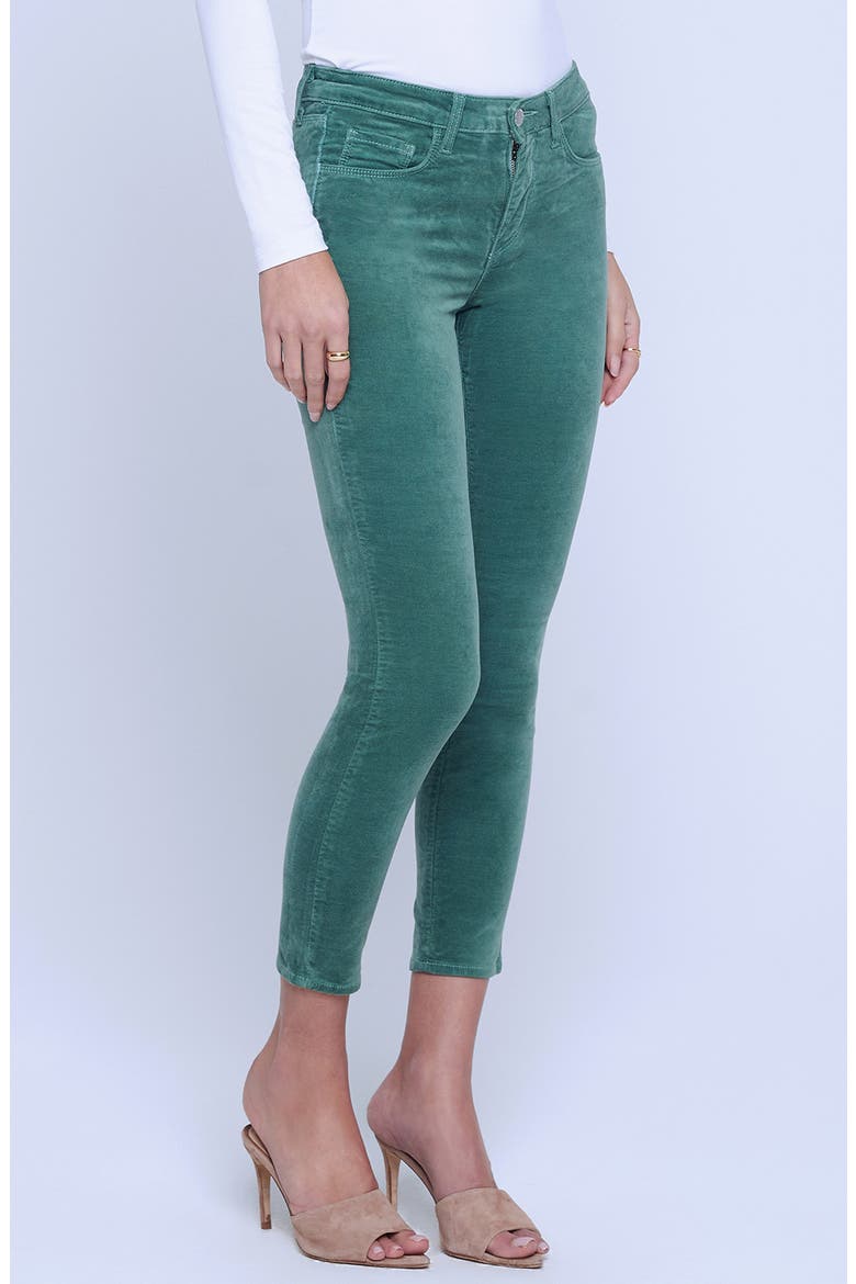 Margot Velvet Crop Skinny Jeans, Alternate, color, FROSTY SPRUCE