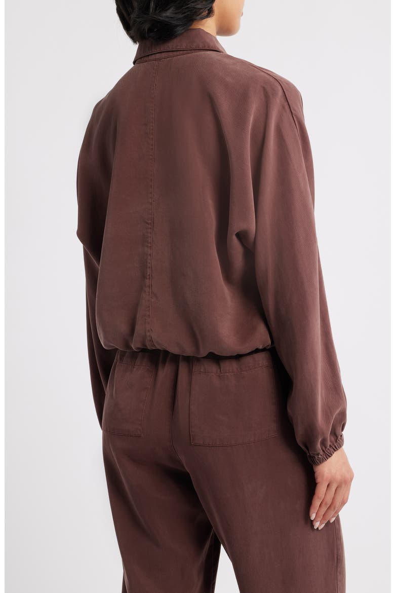 Tie Hem Twill Button-Up Shirt, Alternate, color, CHOCOLATE TRUFFLE