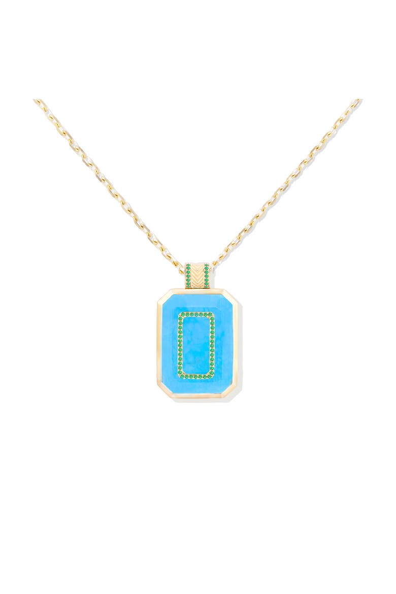 Spark Emerald Cut Pendant Necklace, Main, color, Turquoise & Emerald-Gold