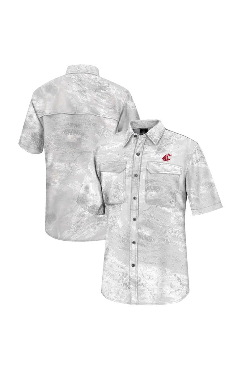 COLOSSEUM Men's Colosseum  White Washington State Cougars Realtree Aspect Charter Full-Button Fishing Shirt, Main, color, White
