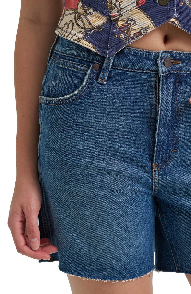 Wrangler Cowboy High Waist Denim Cutoff Shorts, Alternate, color, 