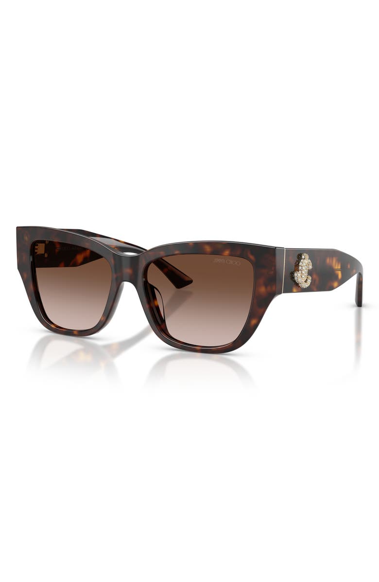 Jimmy Choo 54mm Gradient Polarized Pillow Sunglasses, Alternate, color, Havana/ Gradient Brown