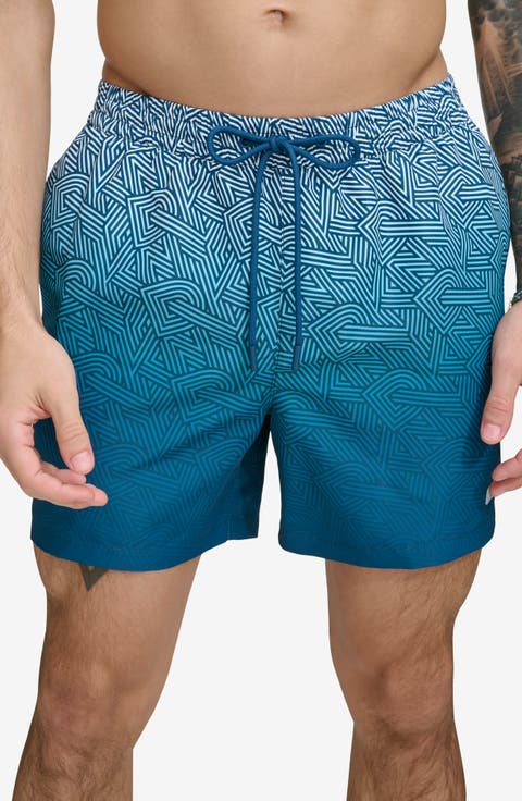 Ombré Crosswalk Swim Trunks