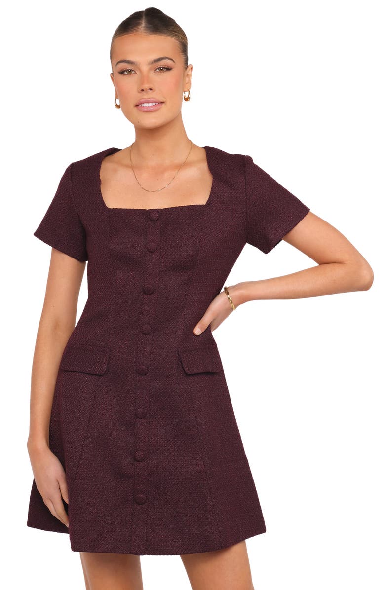 Petal & Pup Sutton Tweed Minidress, Alternate, color, Plum Tweed