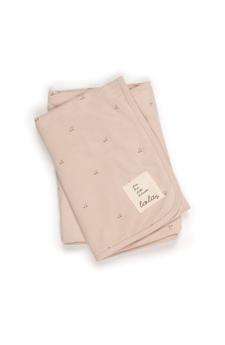 LOLA Allover Cherry Cotton Print Blanket, Main, color, Linen