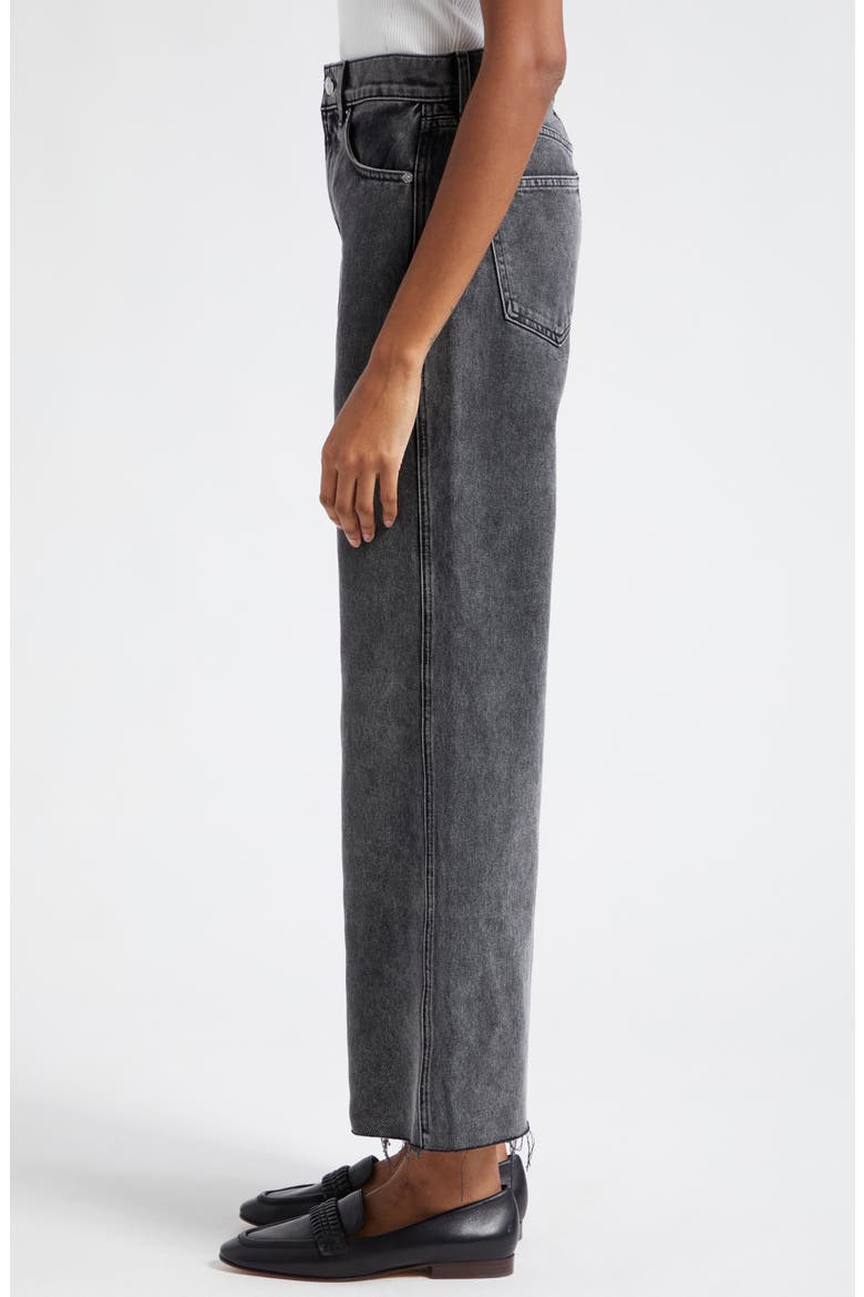 Taylor High Waist Raw Hem Crop Wide Leg Jeans, Alternate, color, ASH ONYX