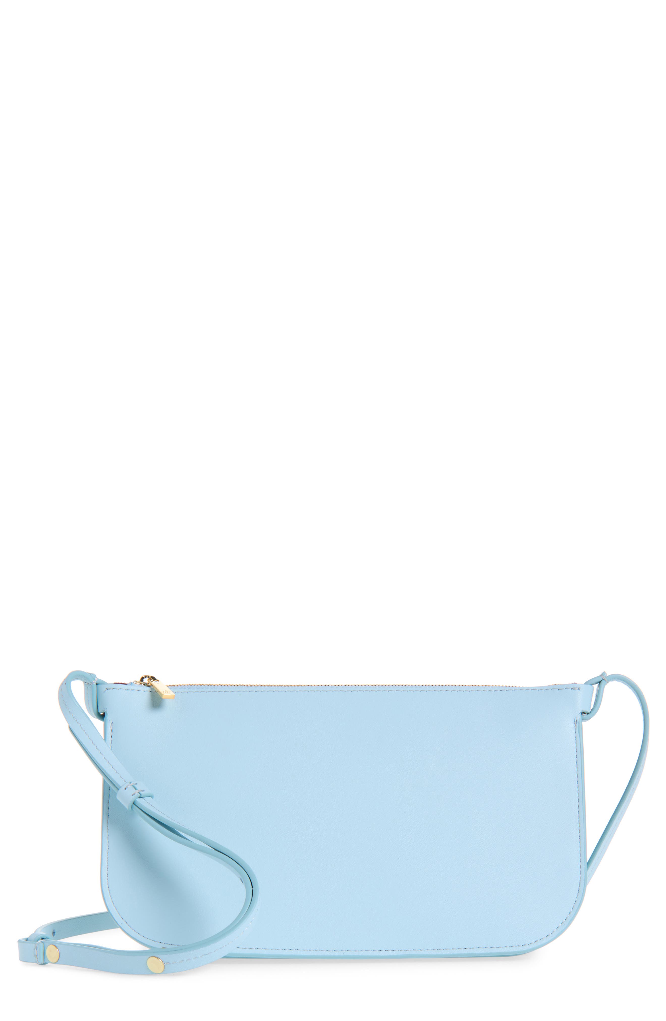 Rae Leather Crossbody Bag, Main, color, GLACIAL BLUE LEATHER