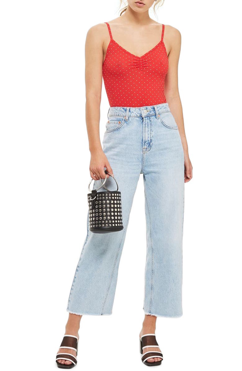 Topshop Polka Dot Bodysuit, Main, color, 