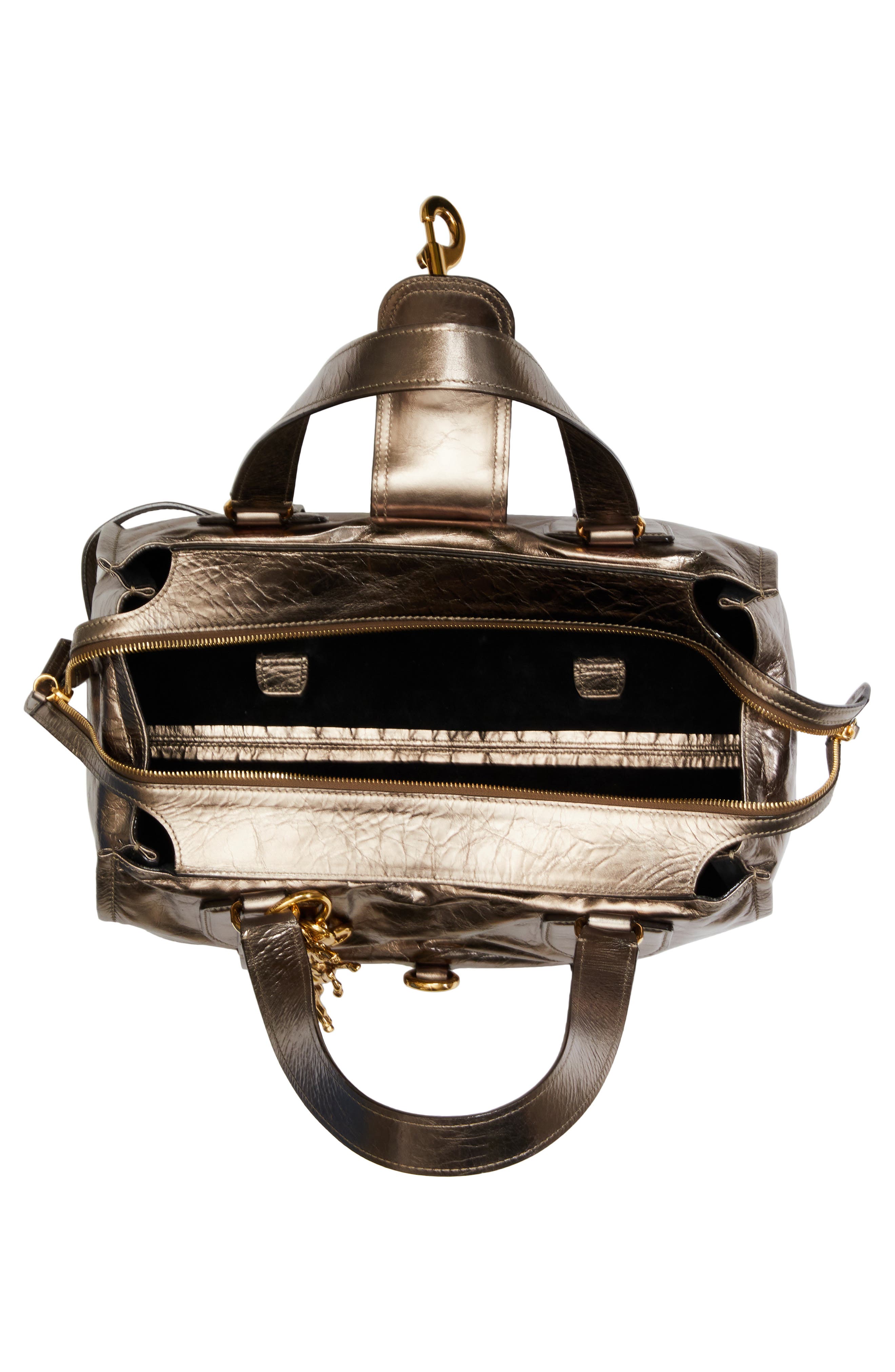 Chloé Medium Kerala 25 Metallic Leather Handbag, Alternate, color, 074 Shiny Grey