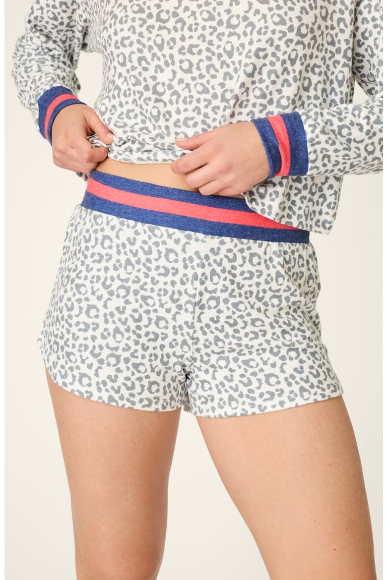 Cats Meow Print Peached Jersey Pajamas Shorts, Alternate, color, MULTI