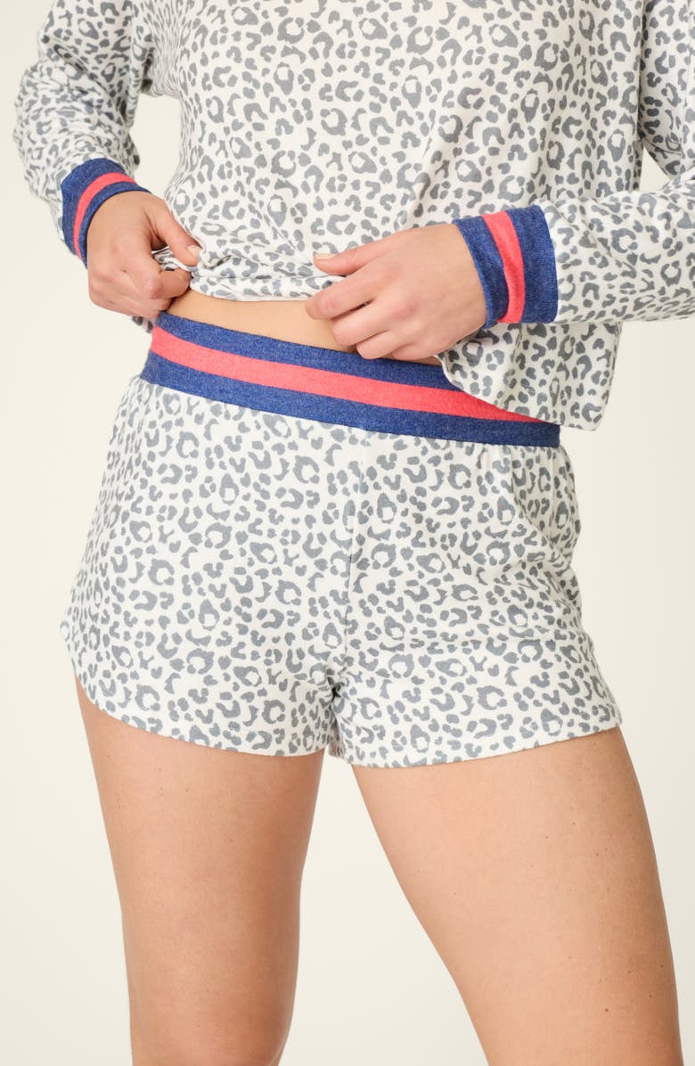 PJ Salvage Cats Meow Print Peached Jersey Pajamas Shorts, Alternate, color, Multi