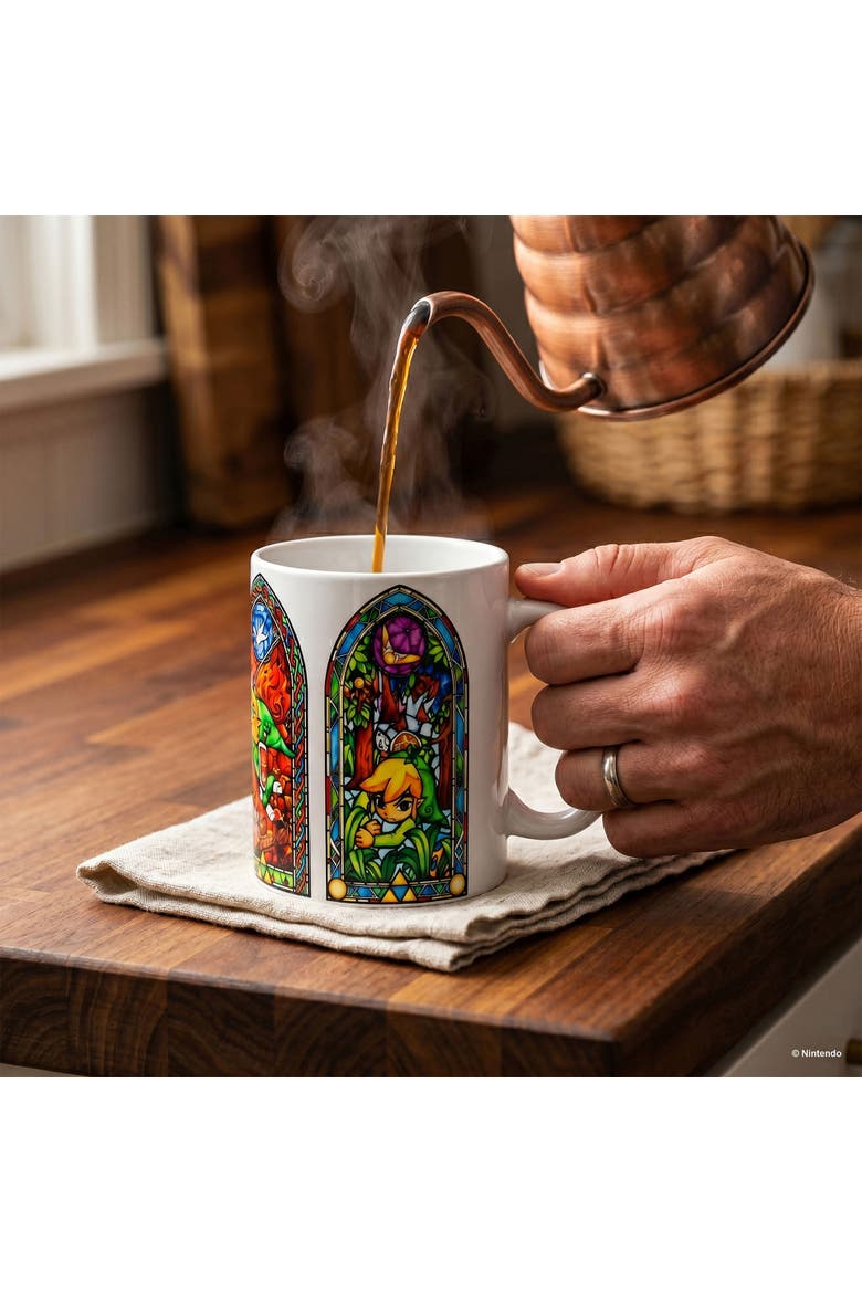 11 oz The Legend of Zelda Stained Glass Ceramic Mug, Alternate, color, White