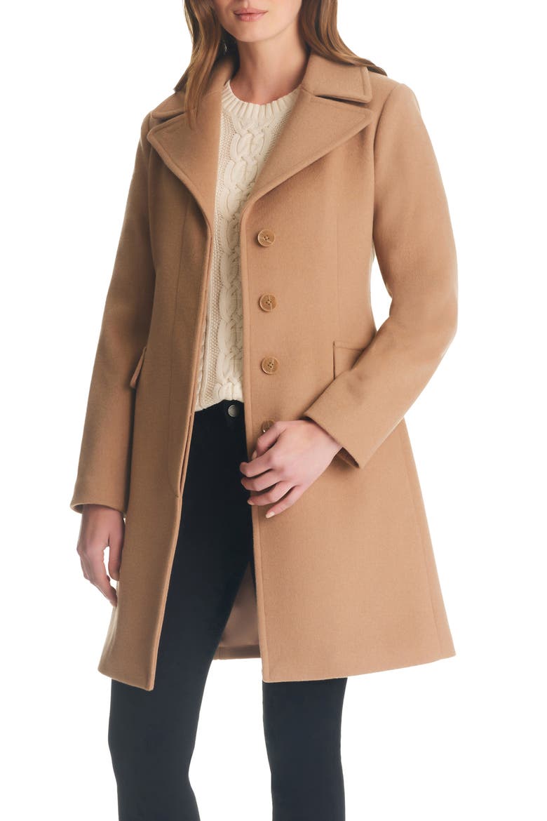 belted wool blend coat, Alternate, color, CAMEL