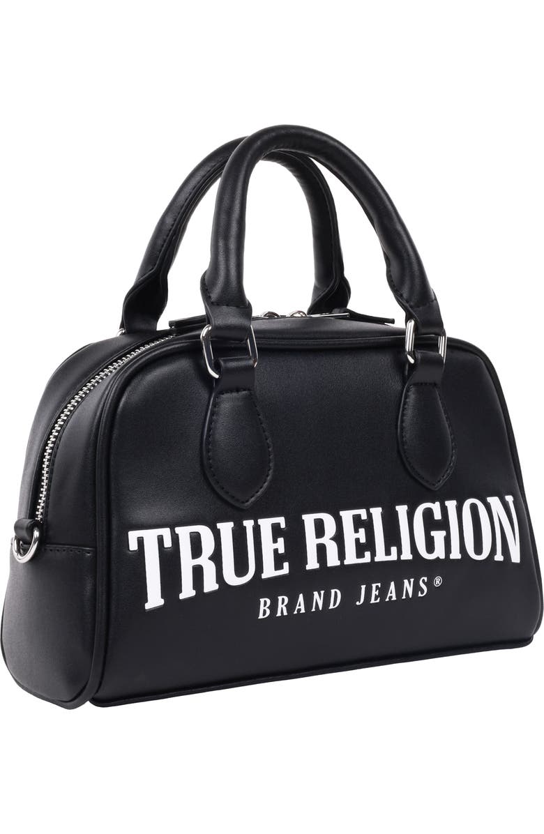 True Religion Big Logo Mini Satchel, Alternate, color, Black