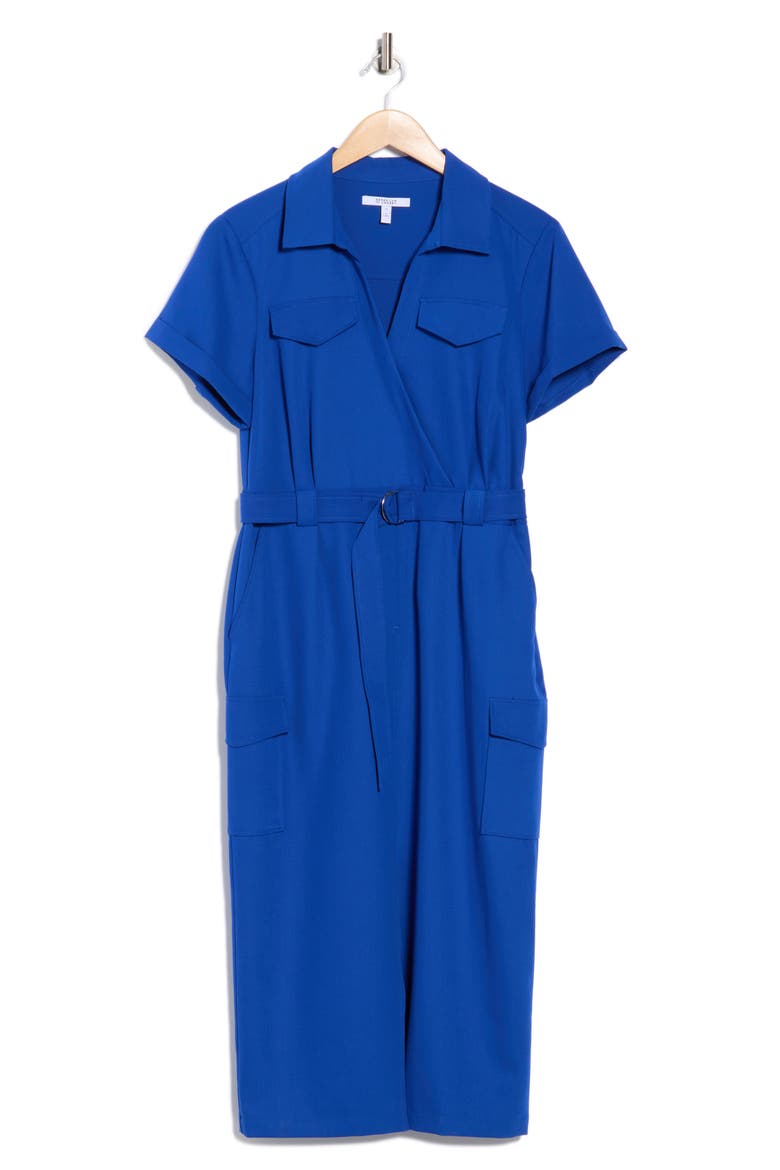 Lucy Belted Utility Shirtdress, Alternate, color, COBALT