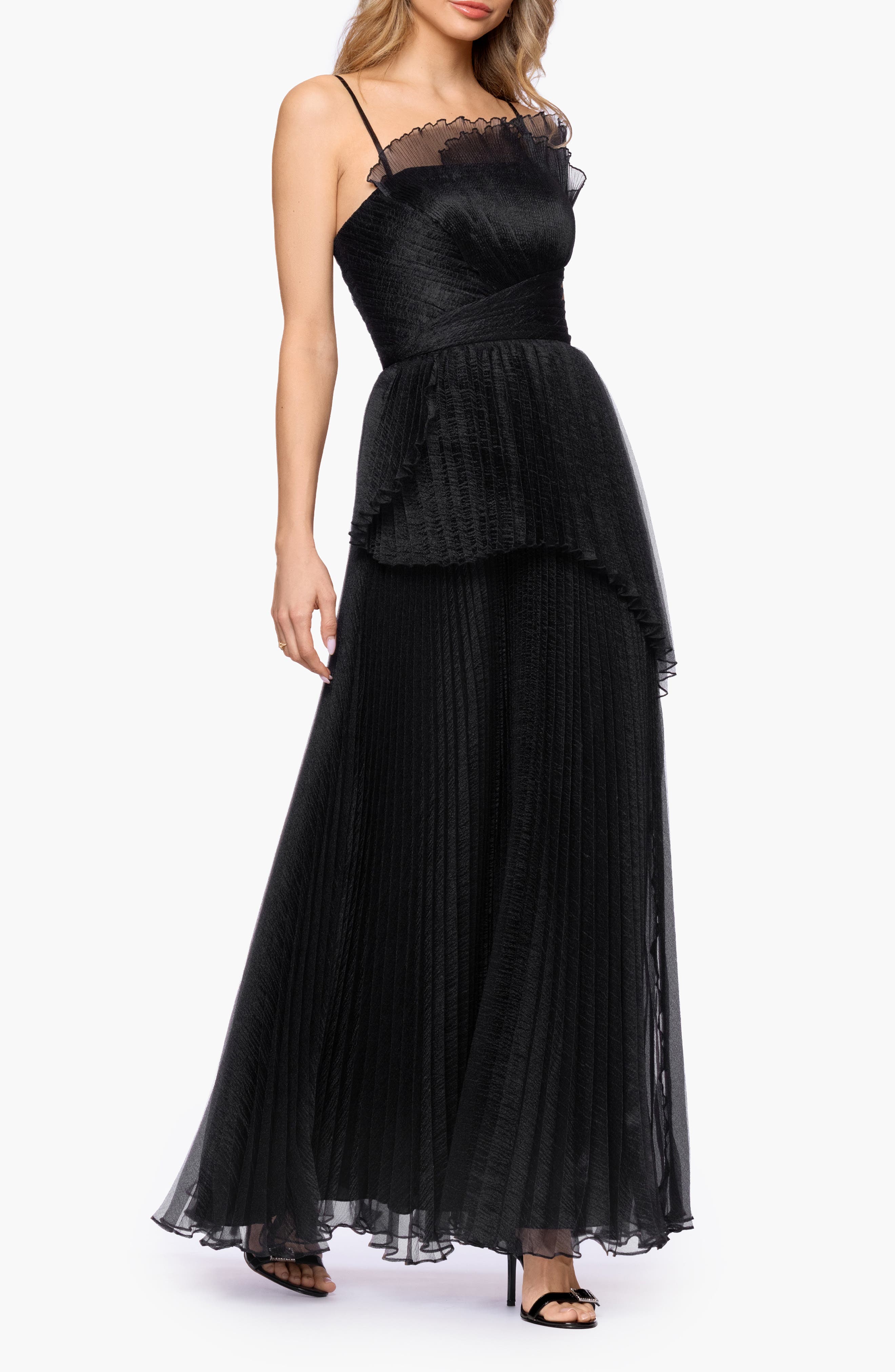 Betsy & Adam Fan Pleated Tulle Gown (Women) | Nordstrom