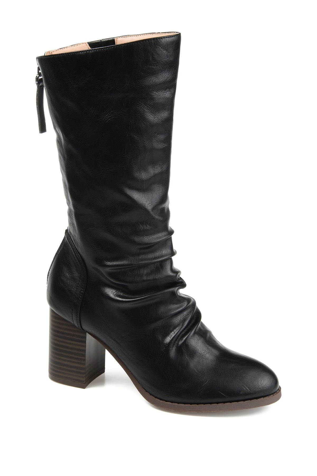 Journee Signature Sequois Slouch Heeled Boot, Main, color, Black
