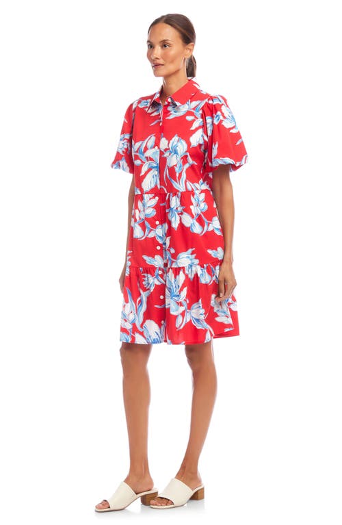 Karen Kane Tiered Puff Sleeve A-line Dress In Print