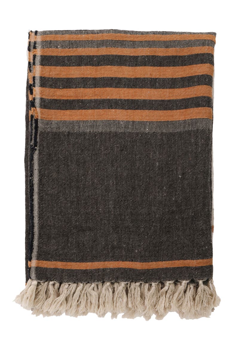Bruno Oversize Linen Throw Blanket, Main, color, CHARCOAL