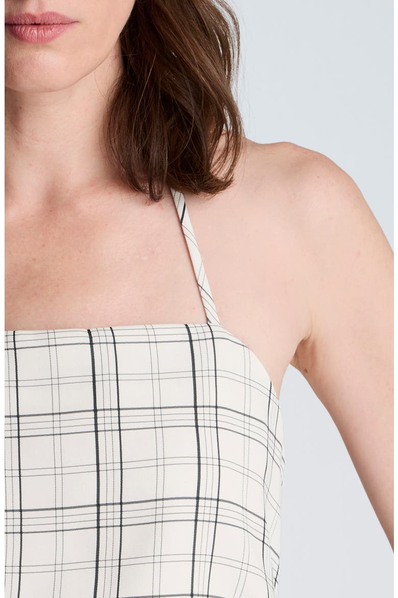 Windowpane Plaid Halter Neck Top, Alternate, color, FEATHER WHITE/ BLACK
