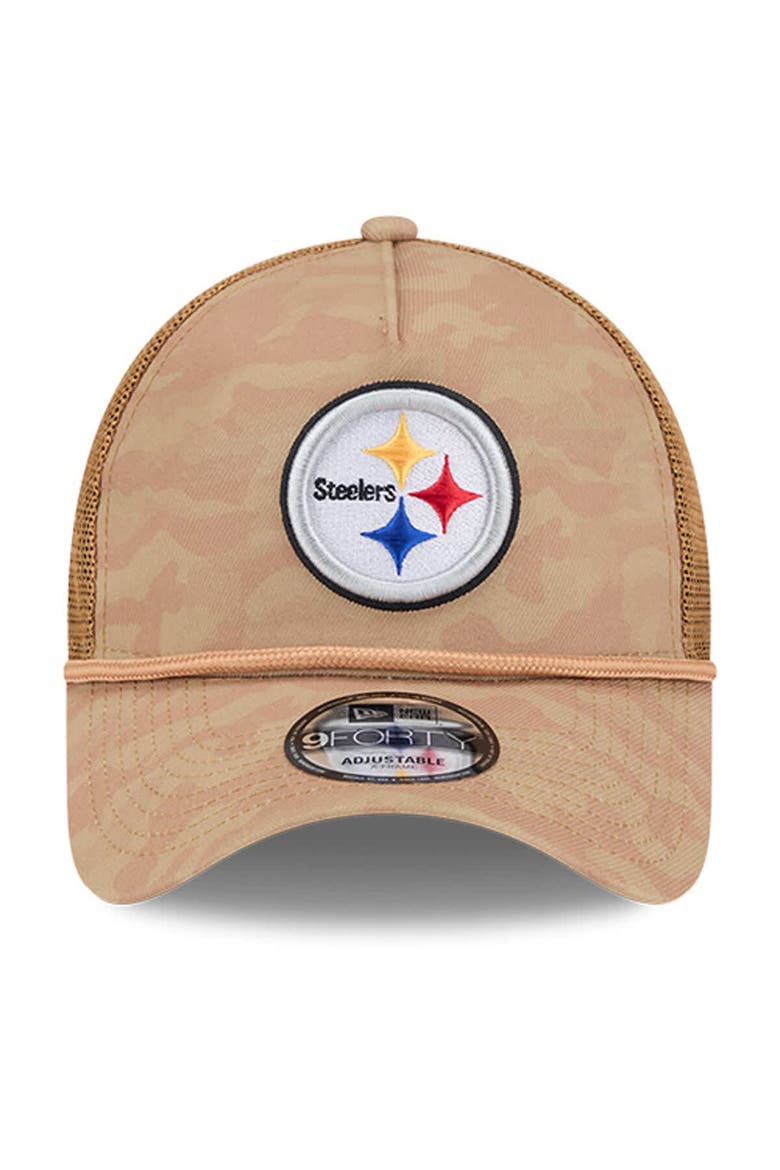 Men's New Era  Tan Pittsburgh Steelers Wheat Camo 9FORTY Adjustable Hat, Alternate, color, Tan