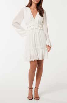 Ever New Elsa Ruffle & Embroidered Long Sleeve High-Low Minidress