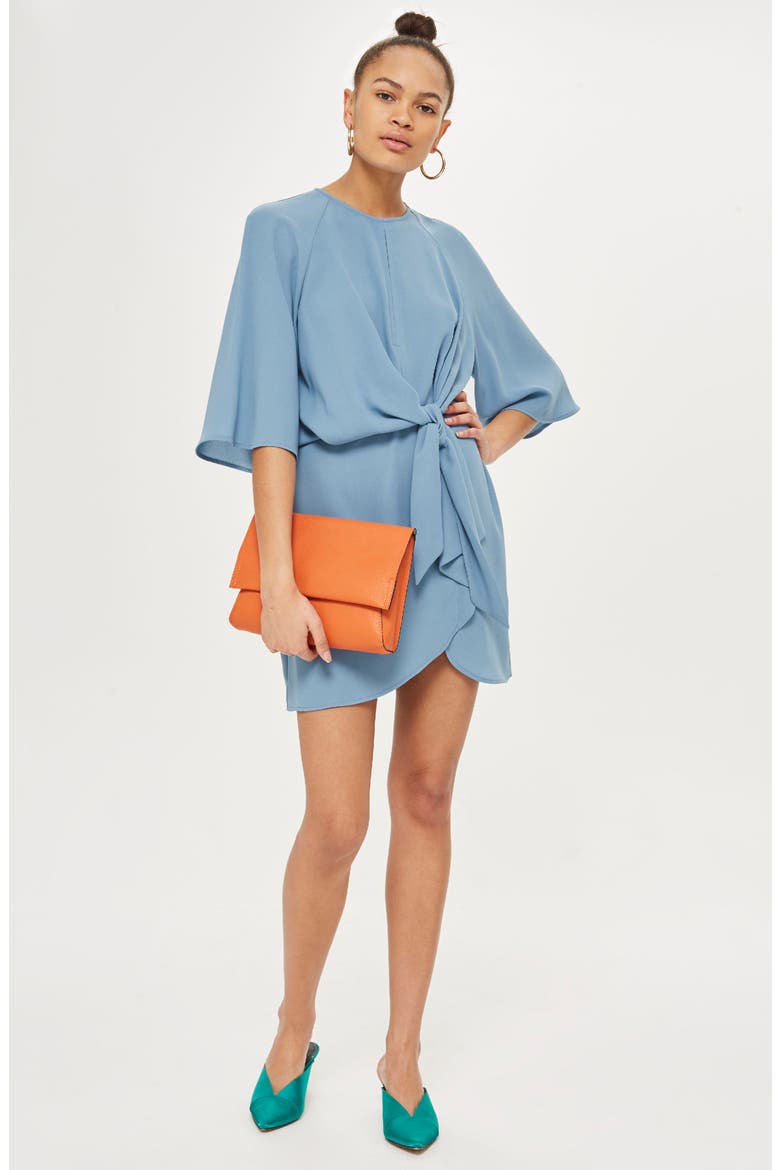 Tie Front Minidress, Alternate, color, BLUE