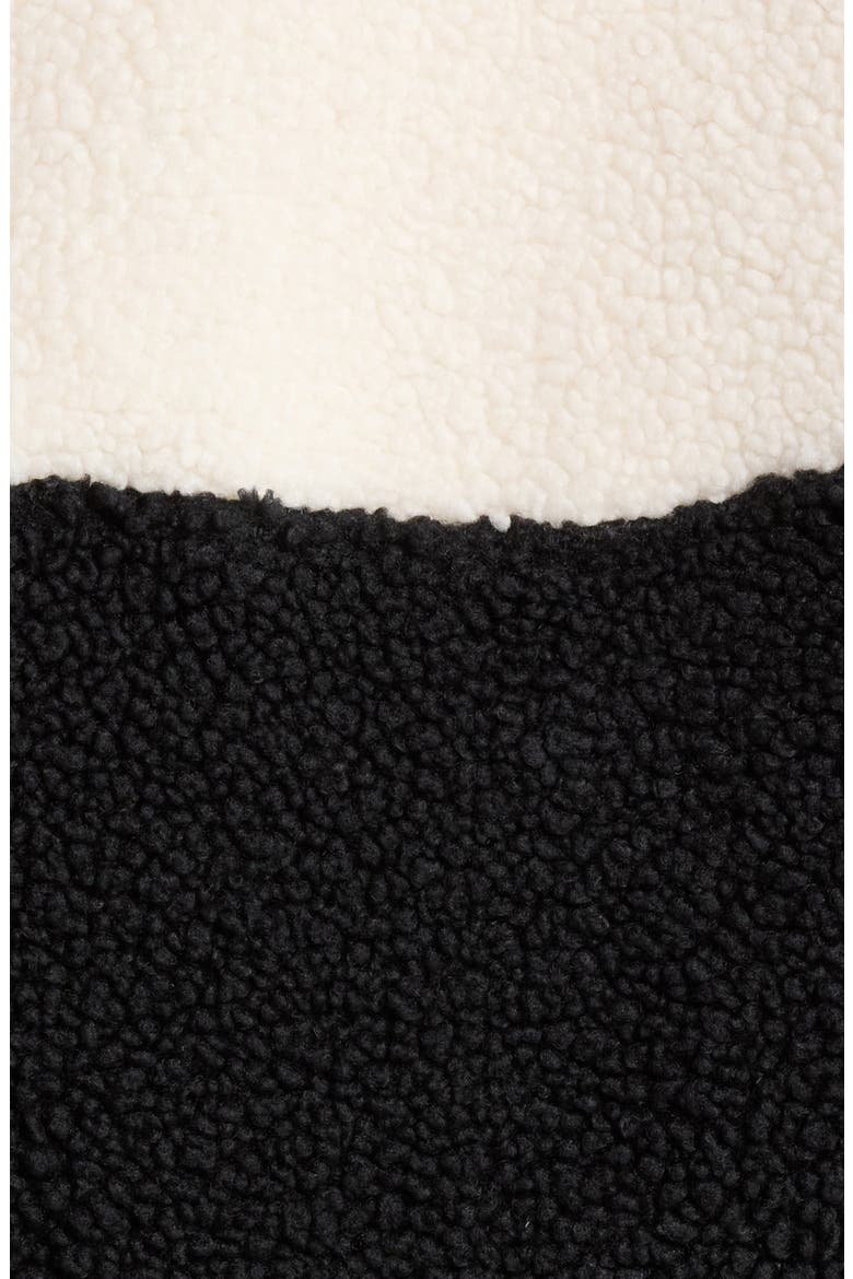 Lottie Chevron High Pile Fleece Full Zip Jacket, Alternate, color, BLACK/ CREME