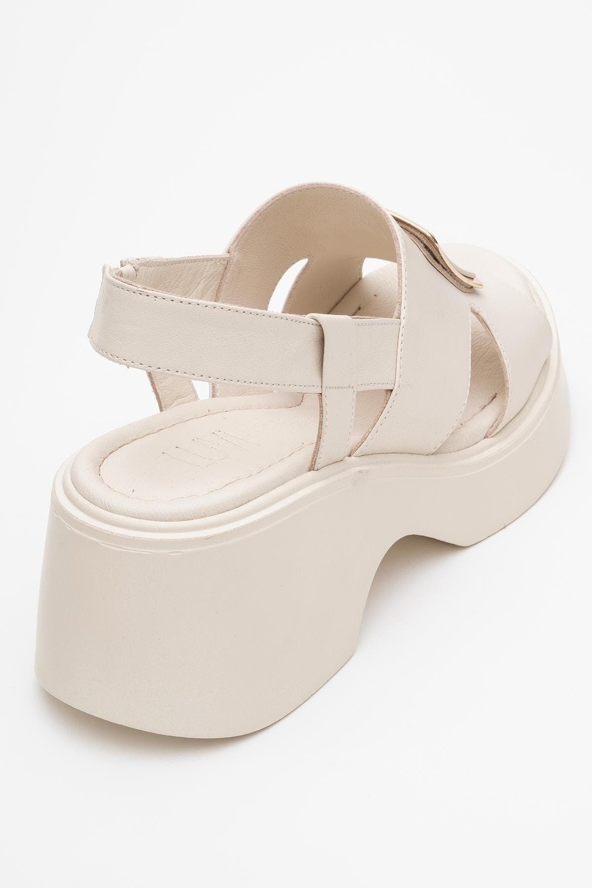 Lucia Leather Buckle Platform Sandal, Alternate, color, Beige Leather