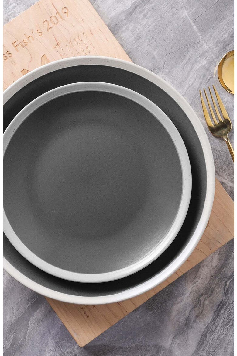 Serenity Stoneware 4-Piece Salad Plate Set, Alternate, color, Dark Gray and Cream