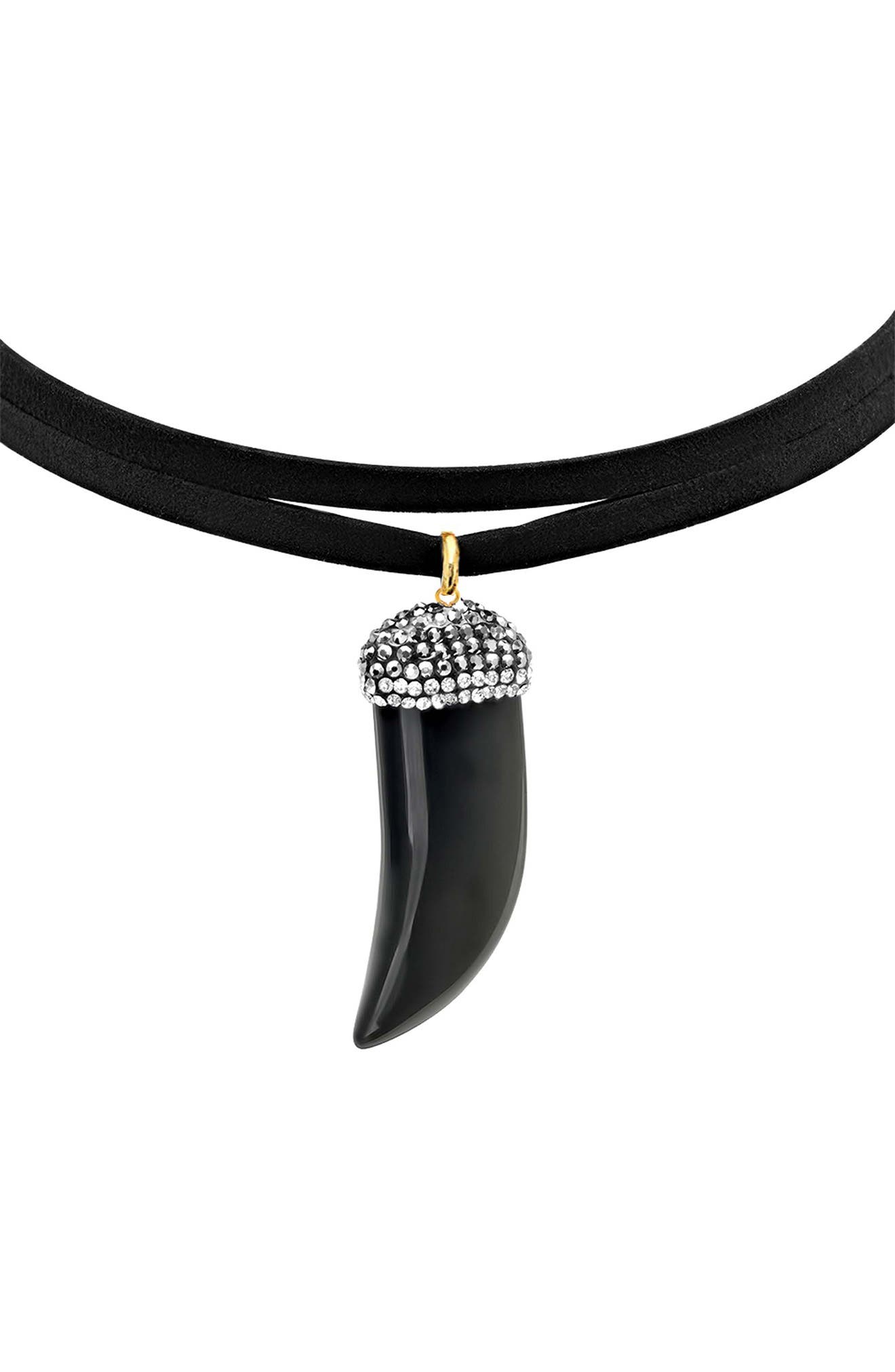 Steeltime Velvet Choker Necklace In Black