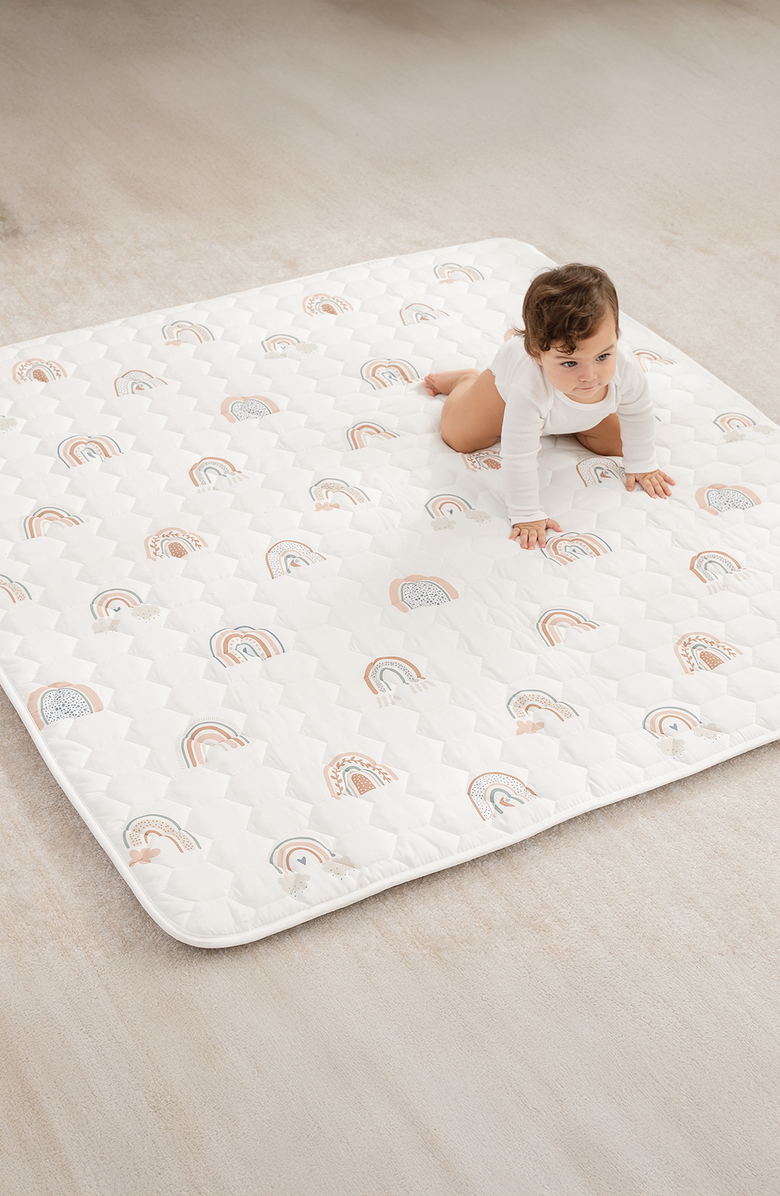Comfy Cubs Premium Play Mat with Non-Slip Bottom, Square 56x56 inches, Main, color, Rainbow
