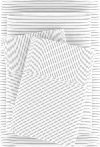 Home Spun Premium Ultra Soft Pinstriped Pattern 4-Piece Bed Sheet Set