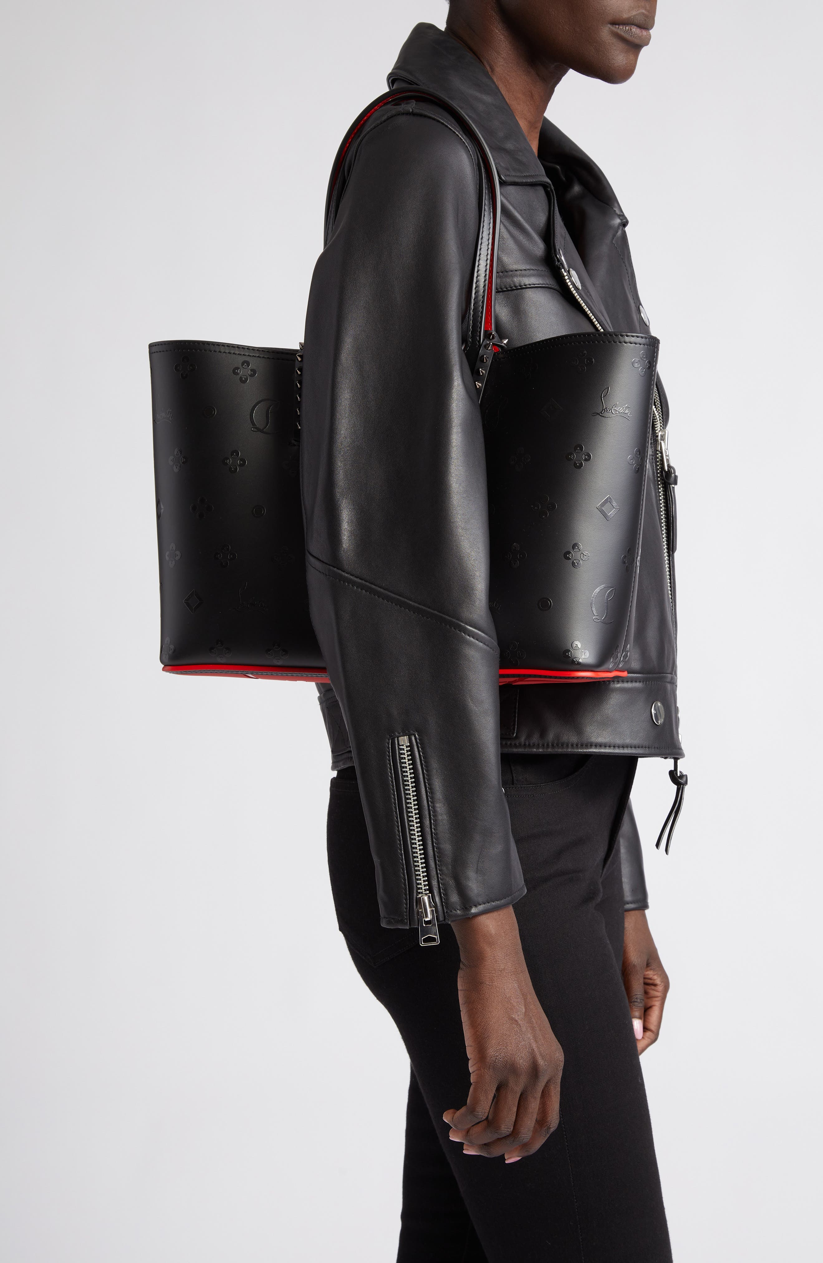 Christian Louboutin Small Cabata Loubinthesky Leather Tote, Alternate, color, 