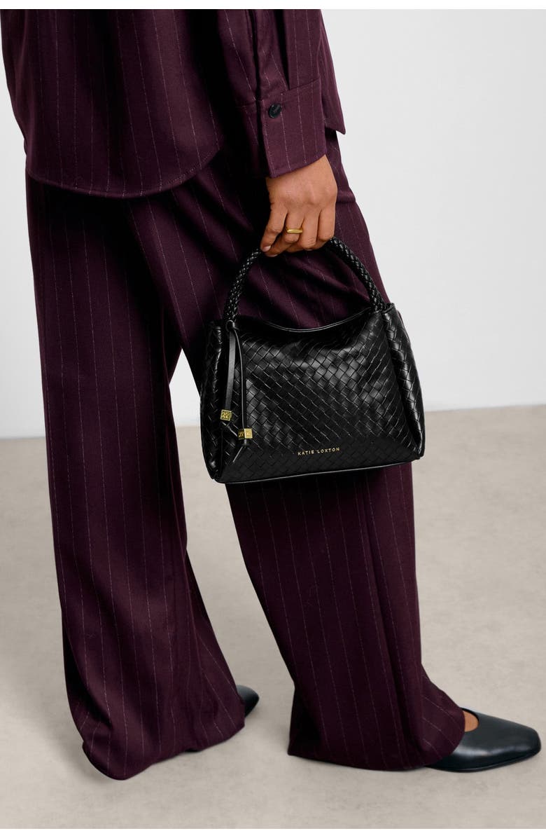 Katie Loxton Nova Woven Texture Top Handle Bag in Black, Alternate, color, Black