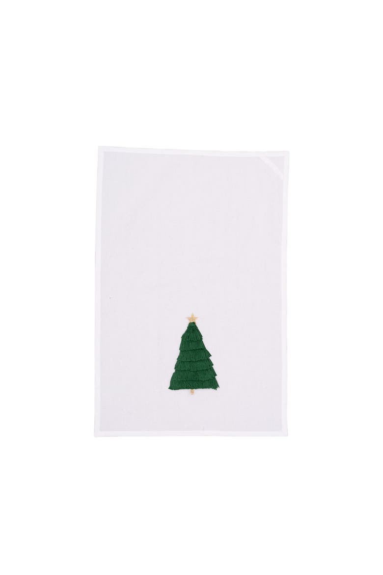 Christmas Tree Fringes Holiday Towel, Alternate, color, Green