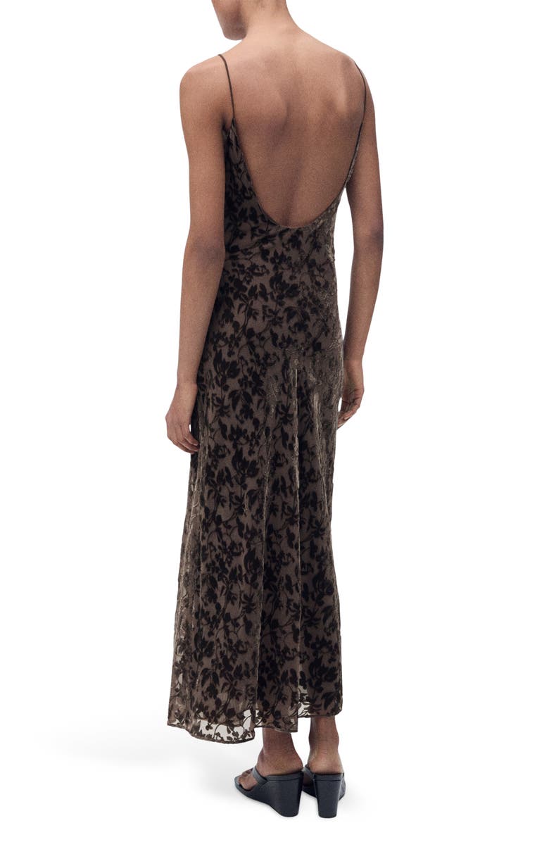 MANGO Floral Jacquard Dress, Alternate, color, Chocolate