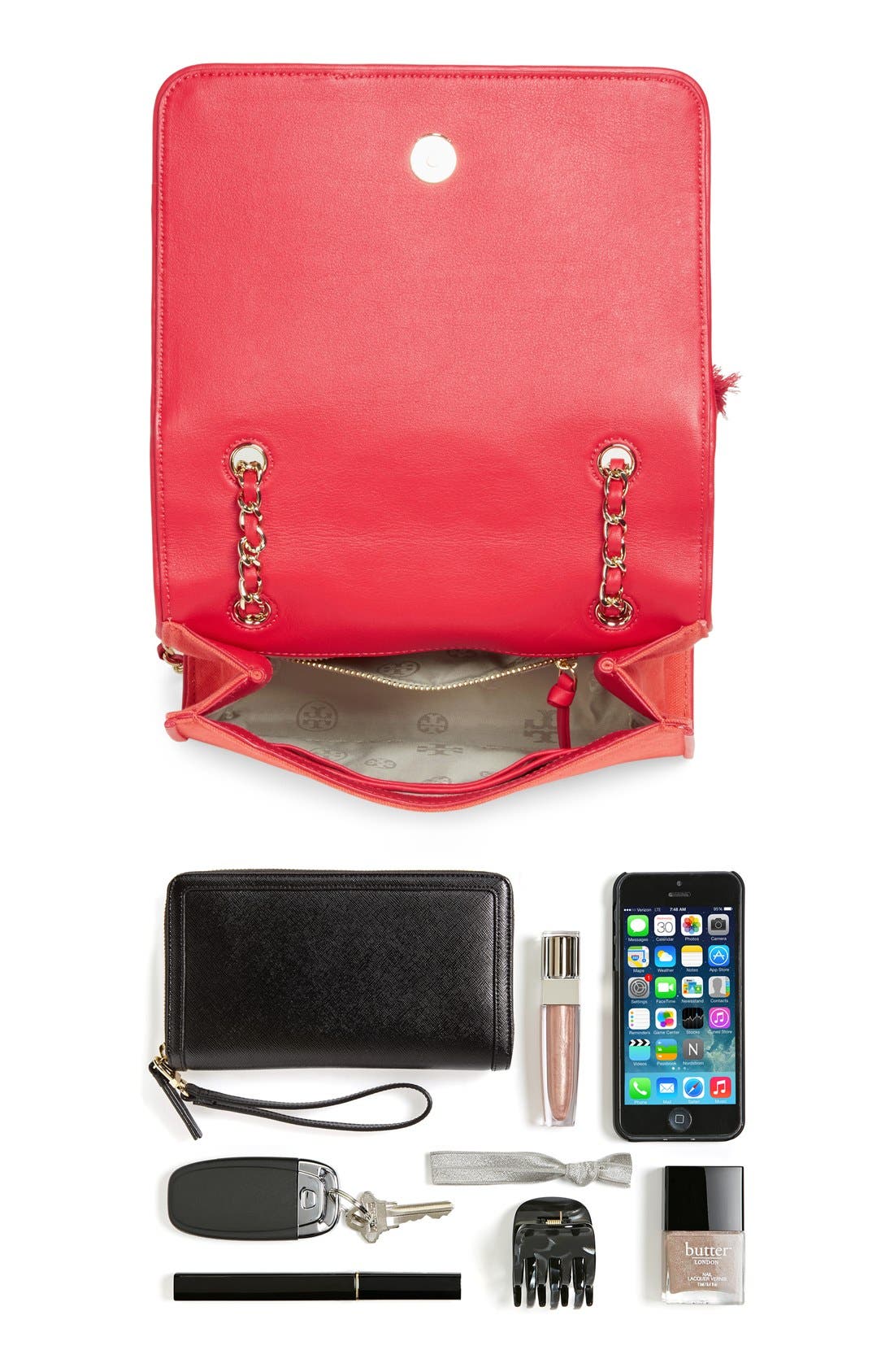 'Medium Fleming' Fringe Shoulder Bag, Alternate, color, POPPY RED