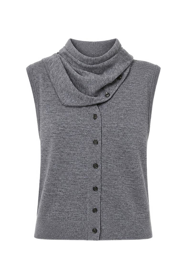 Willa Sleeveless Cardigan, Alternate, color, Charcoal